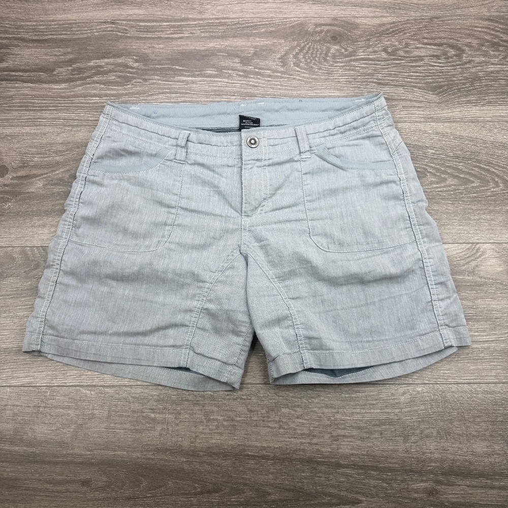 Kuhl Shorts Women 12 Light Blue Linen Blend Stretch Outdoor Hiking Casual Chinos